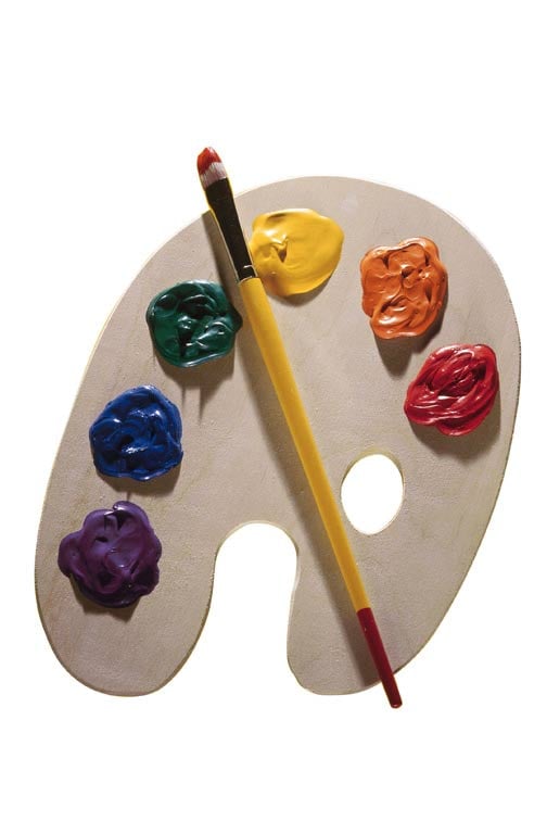 easel with paints