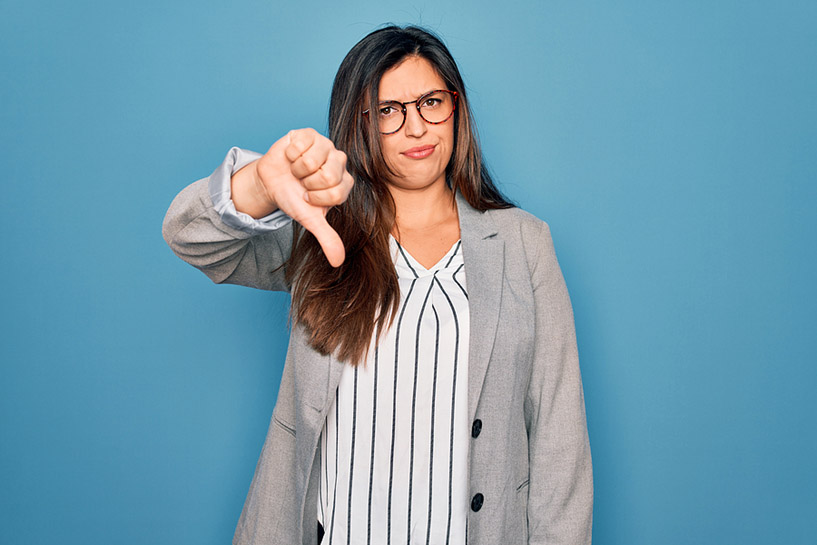 angry woman thumb down