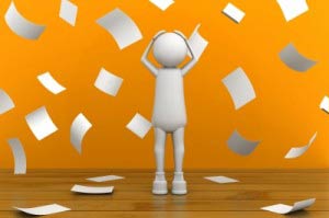 paper falling orange background