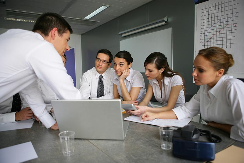 team discussion in office
