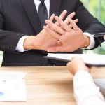 Businessman refusing contract