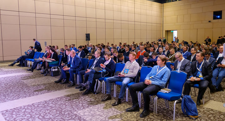 Visitors in a business events conference room