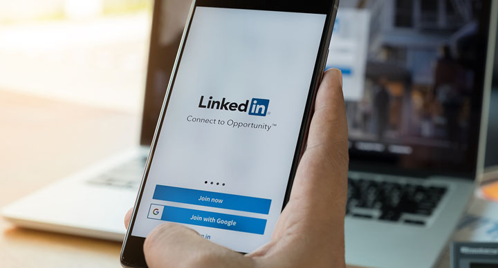 LinkedIn login screen on a smartphone