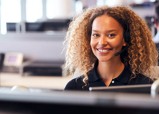 Customer service agent taking customer calls