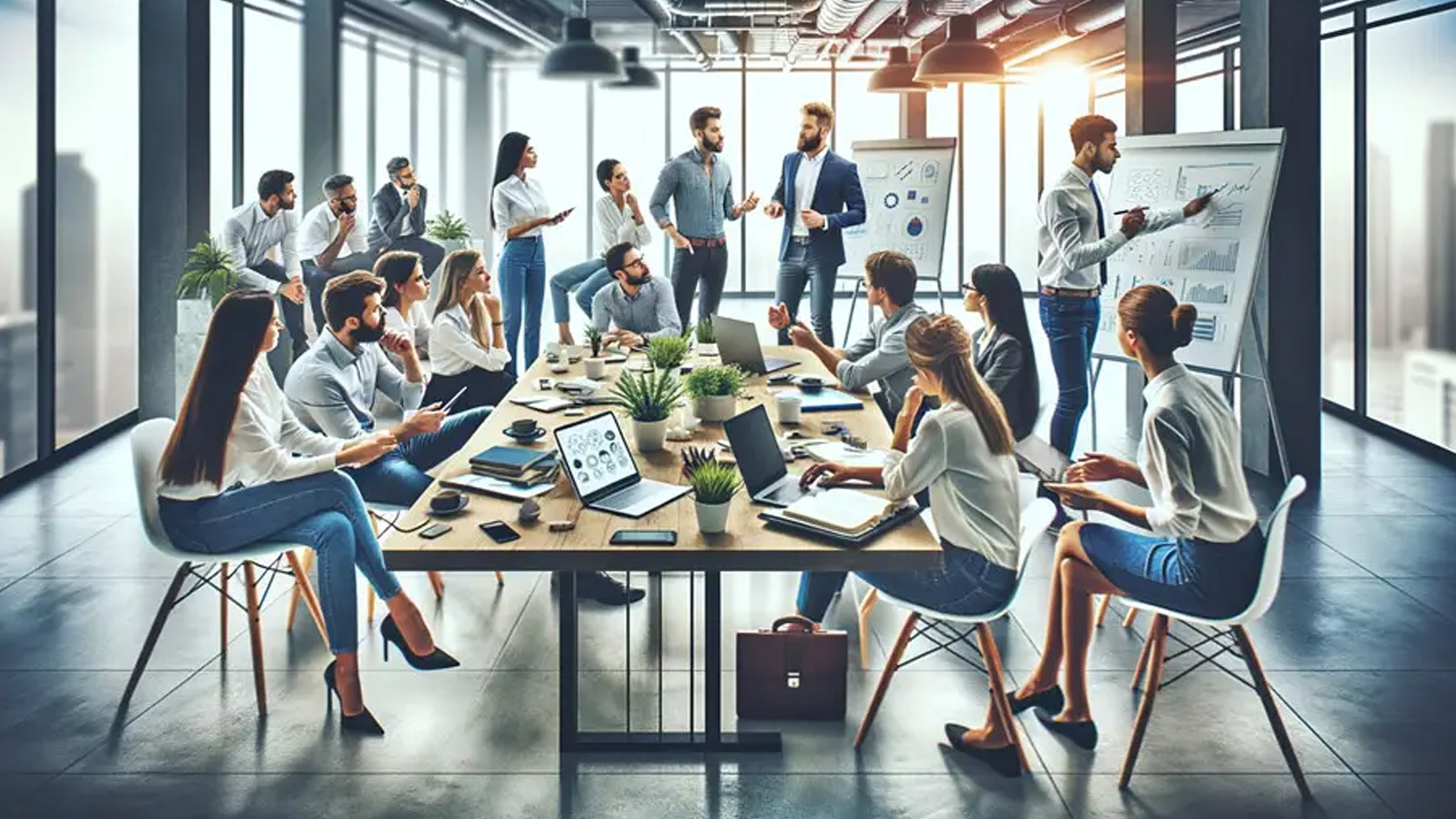 Modern sales team collaborating effectively to drive results