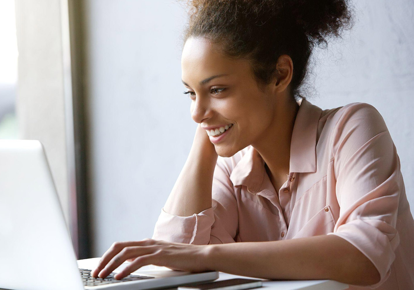 back woman in office