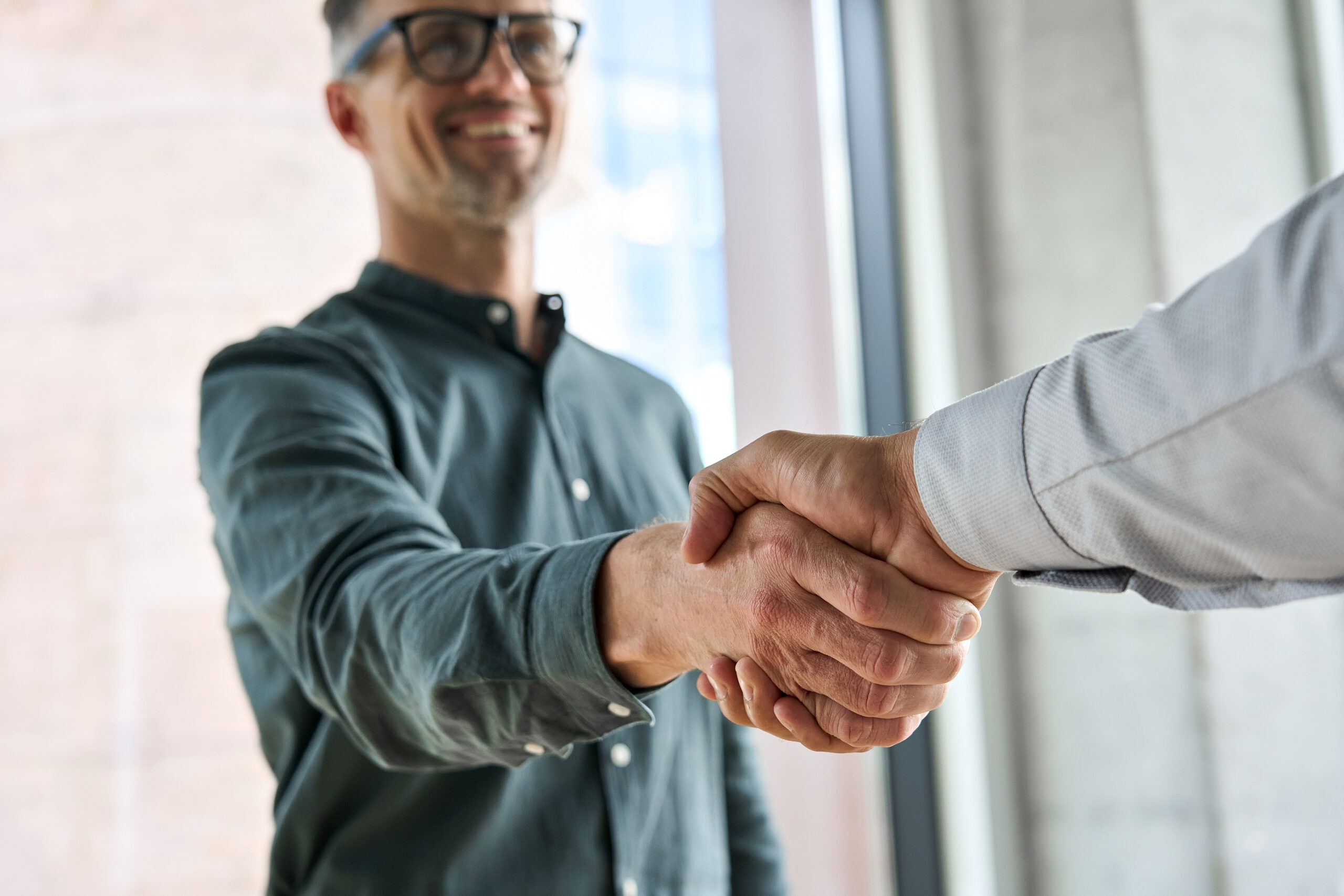 Two professionals shaking hands